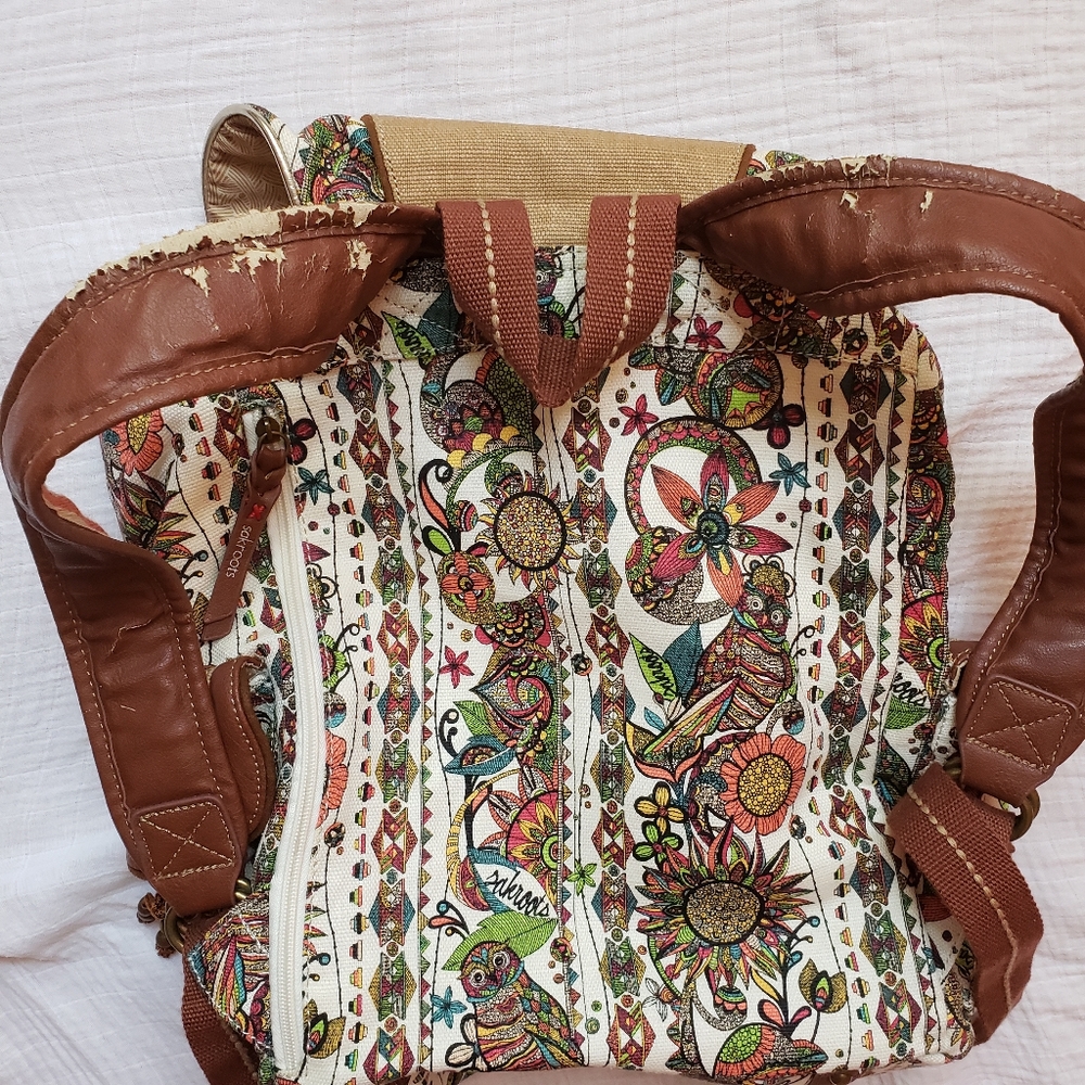 Sakroots Owl print Boho full size backpack - Picture 5 of 7